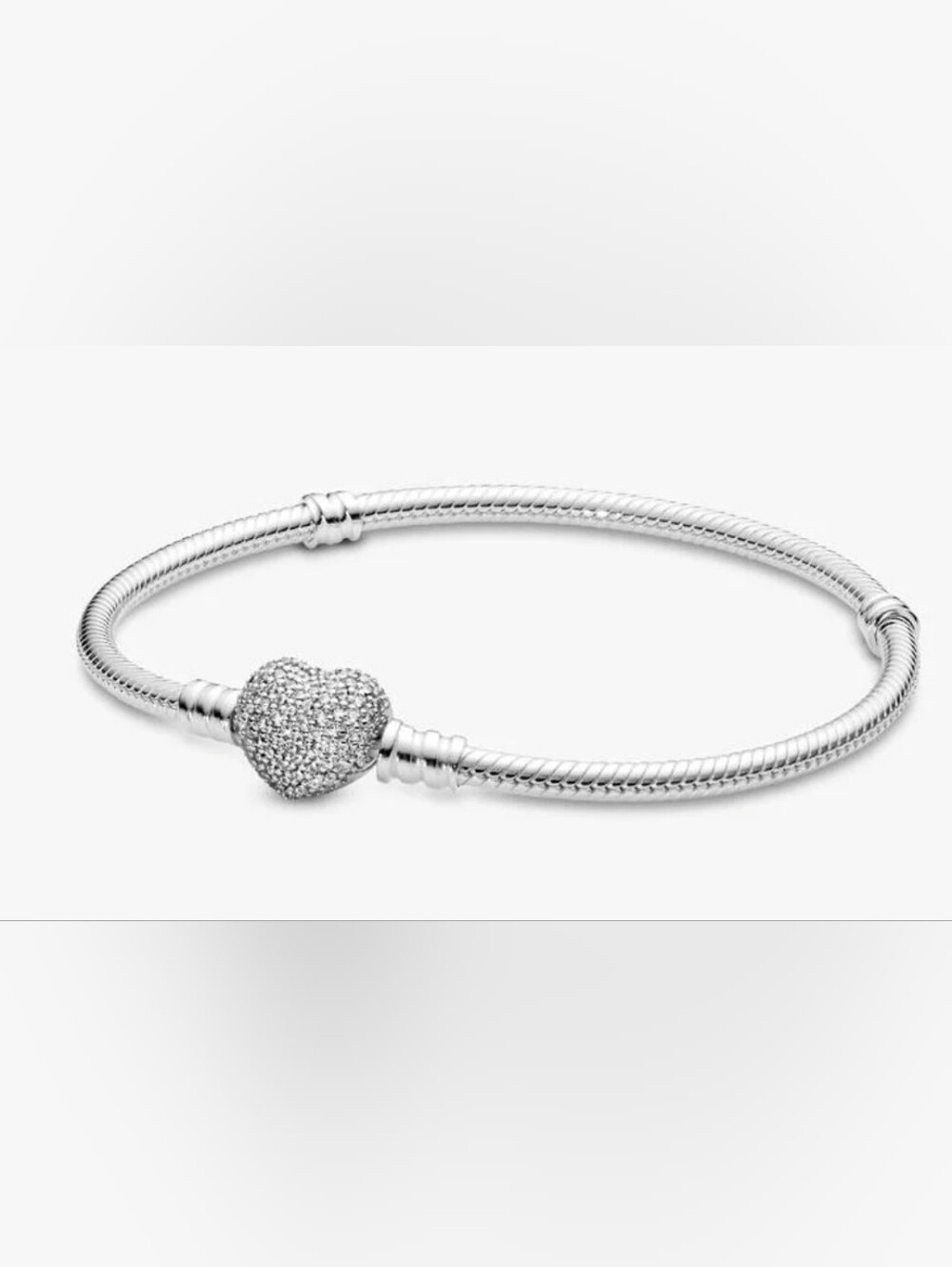Authentic NEW Pandora Moments Sparkling Heart & Snake Chain Bracelet S925ALE CZ